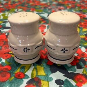 Longaberger Woven Traditions Blue Salt & Pepper Shakers EUC